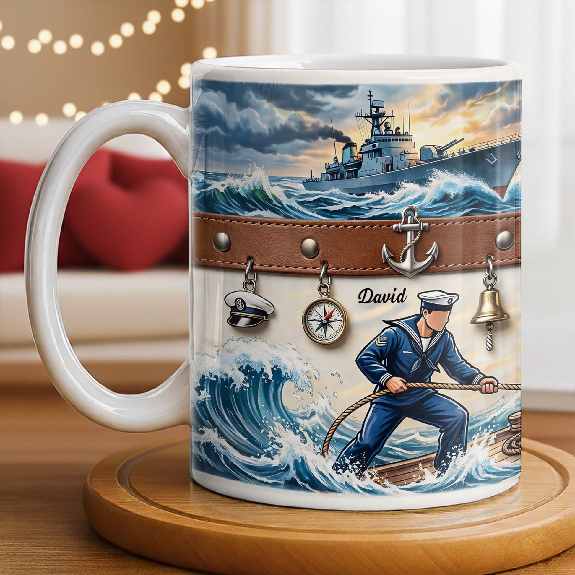 To My Courageous Sailor, Ship And Ocean Waves Design