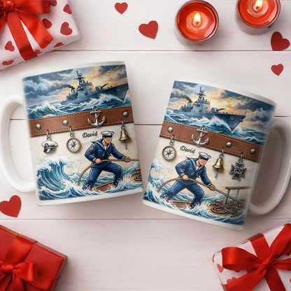 To My Courageous Sailor, Ship And Ocean Waves Design