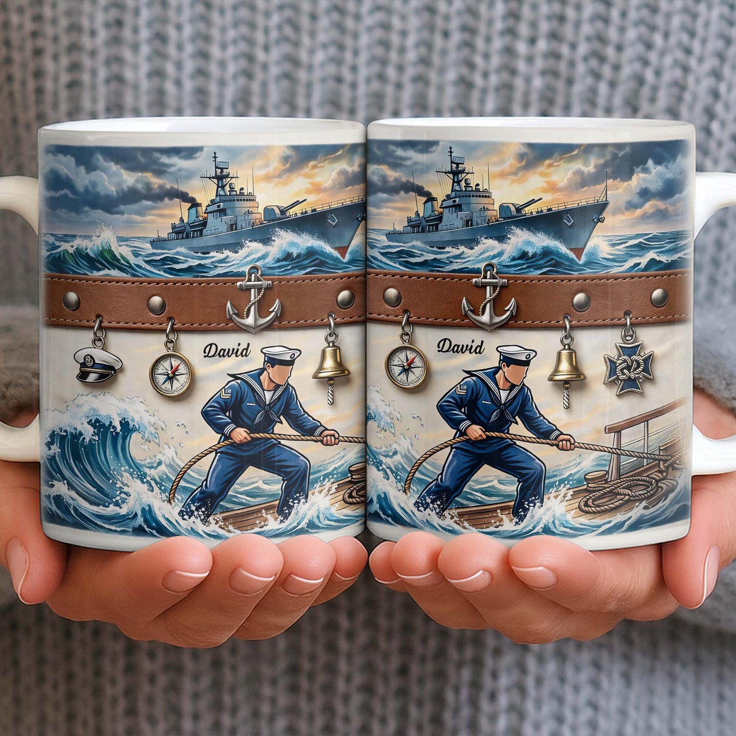 To My Courageous Sailor, Ship And Ocean Waves Design