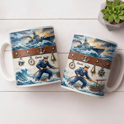 To My Courageous Sailor, Ship And Ocean Waves Design