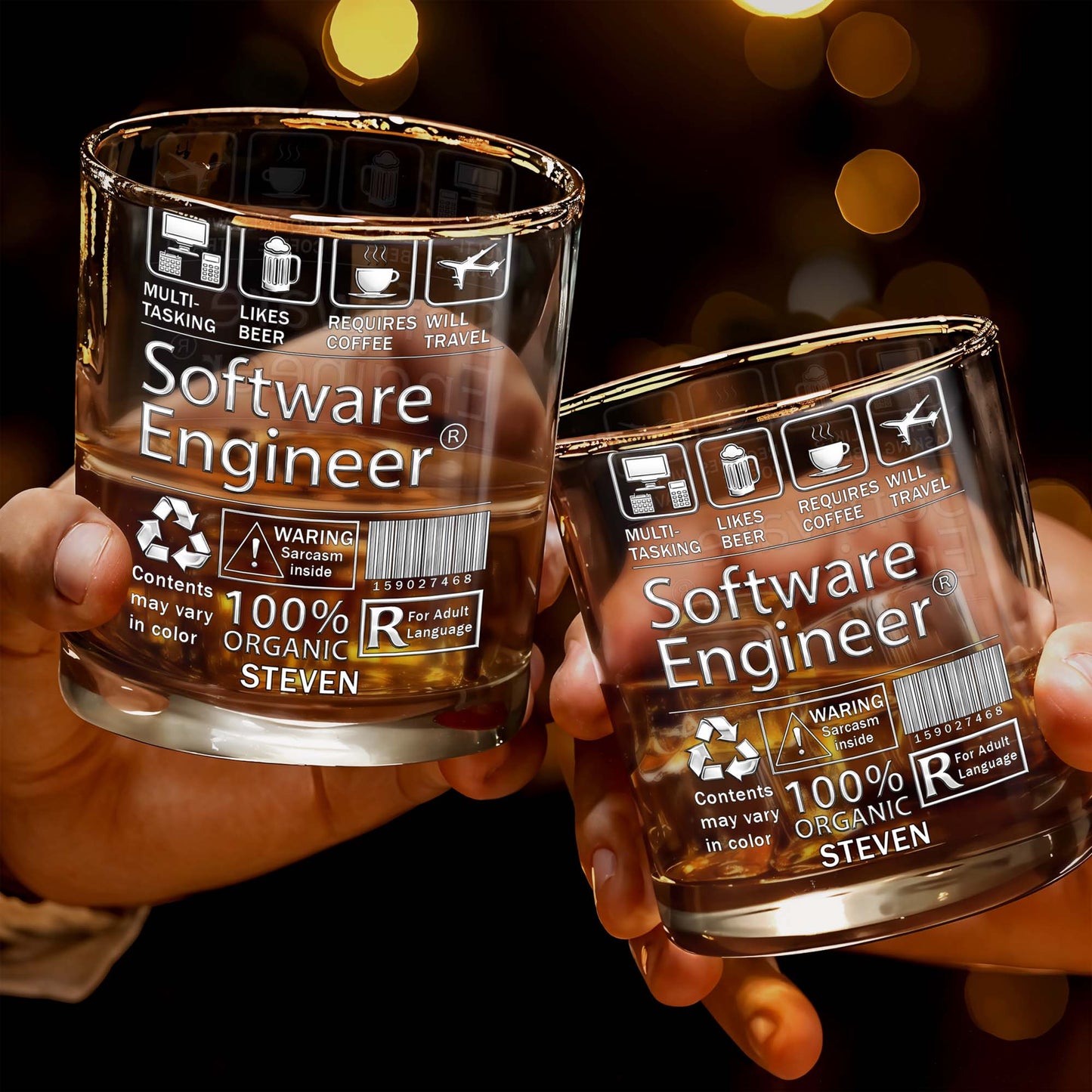 Multi-Tasking Software Engineer With Beer Coffee And Travel Icons