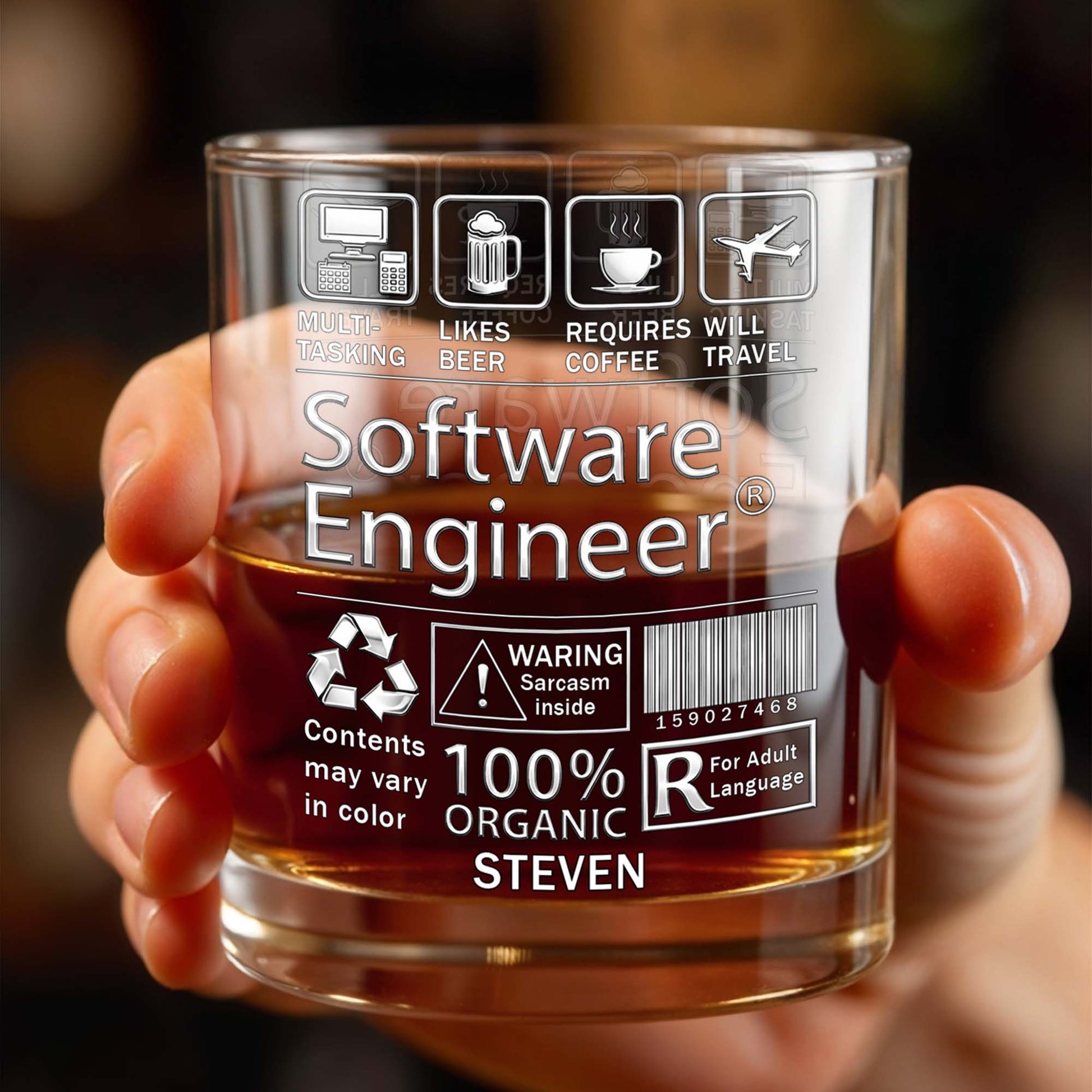 Multi-Tasking Software Engineer With Beer Coffee And Travel Icons