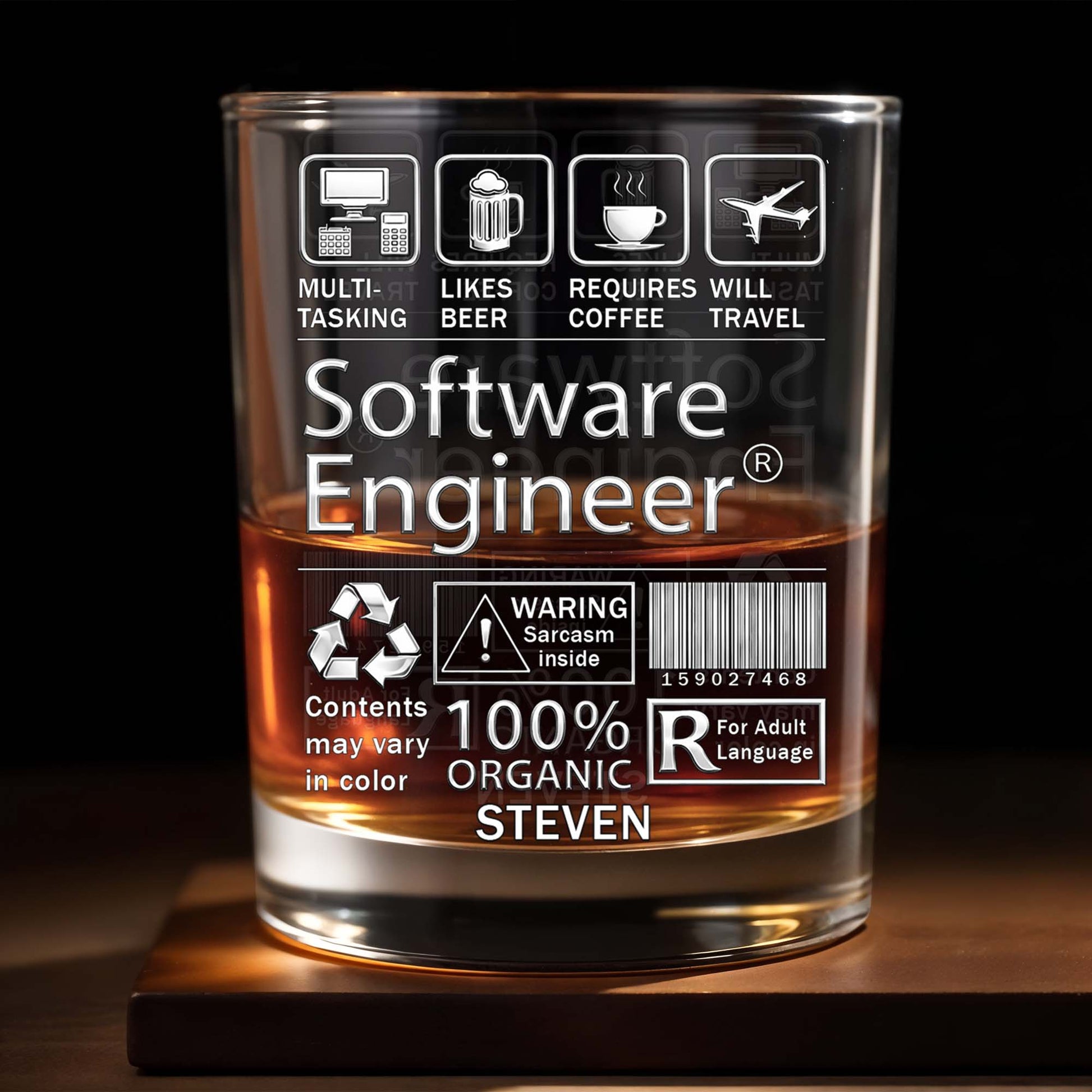 Multi-Tasking Software Engineer With Beer Coffee And Travel Icons