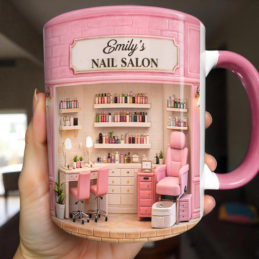 My Nail Salon With Pink Interior And Polish Bottles