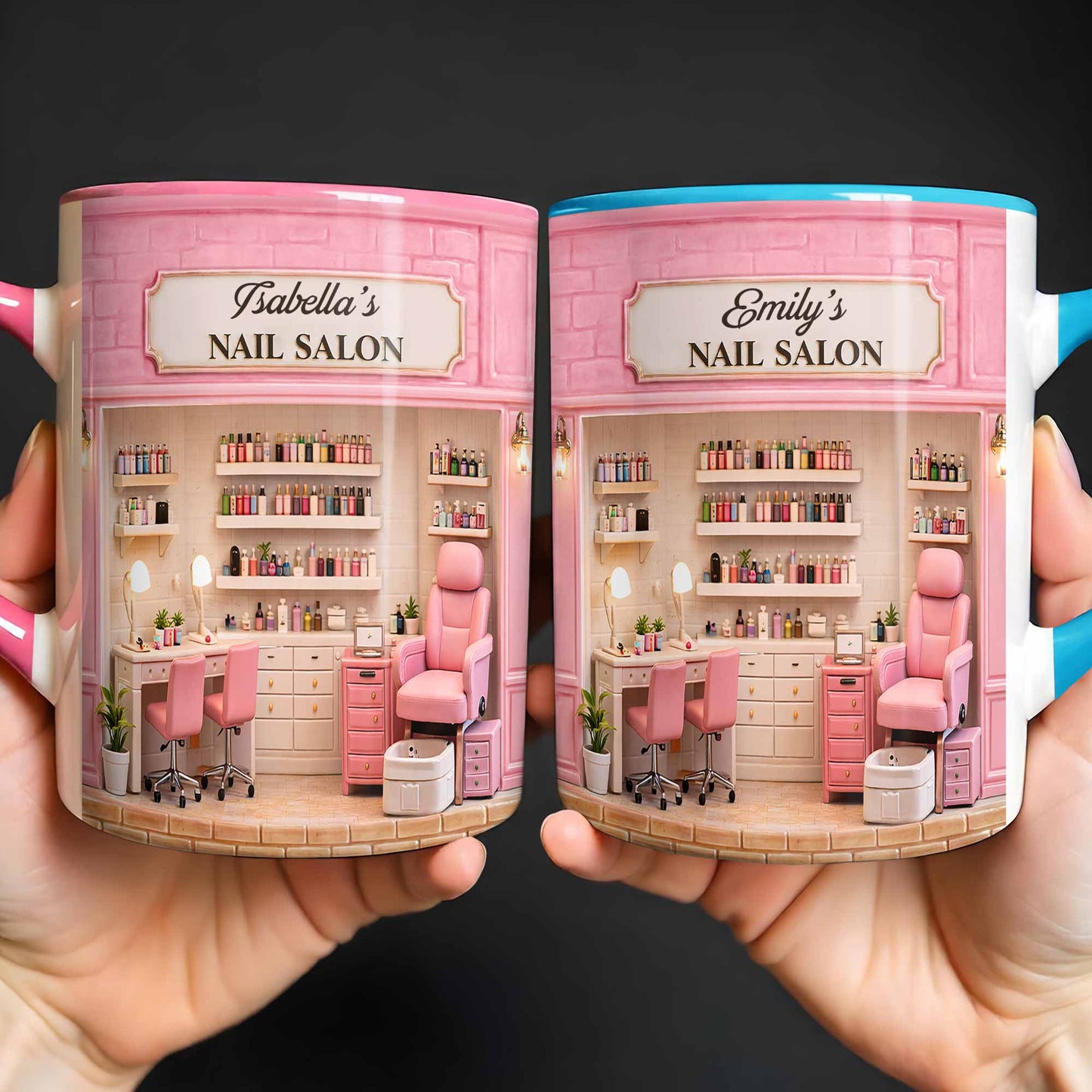 My Nail Salon With Pink Interior And Polish Bottles