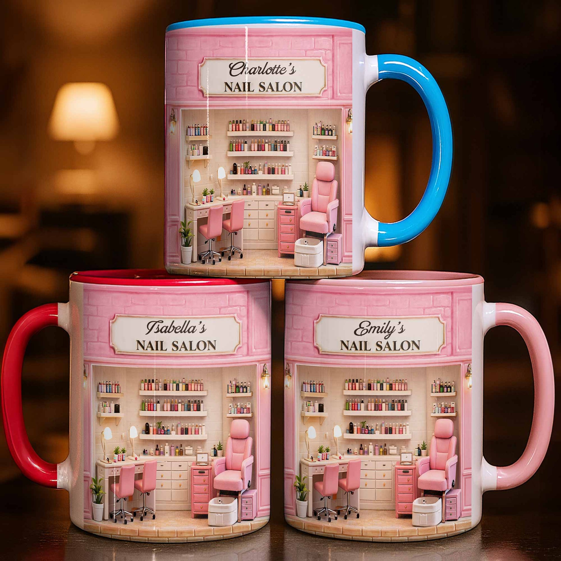 My Nail Salon With Pink Interior And Polish Bottles