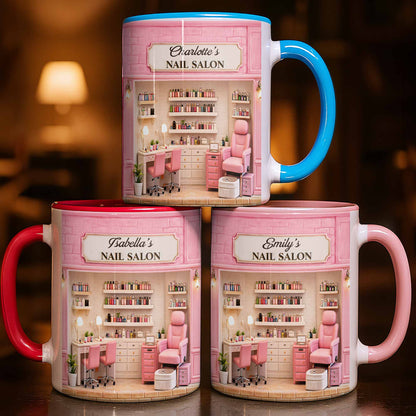 My Nail Salon With Pink Interior And Polish Bottles