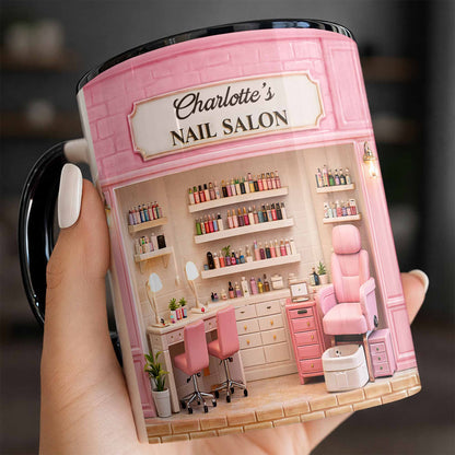 My Nail Salon With Pink Interior And Polish Bottles