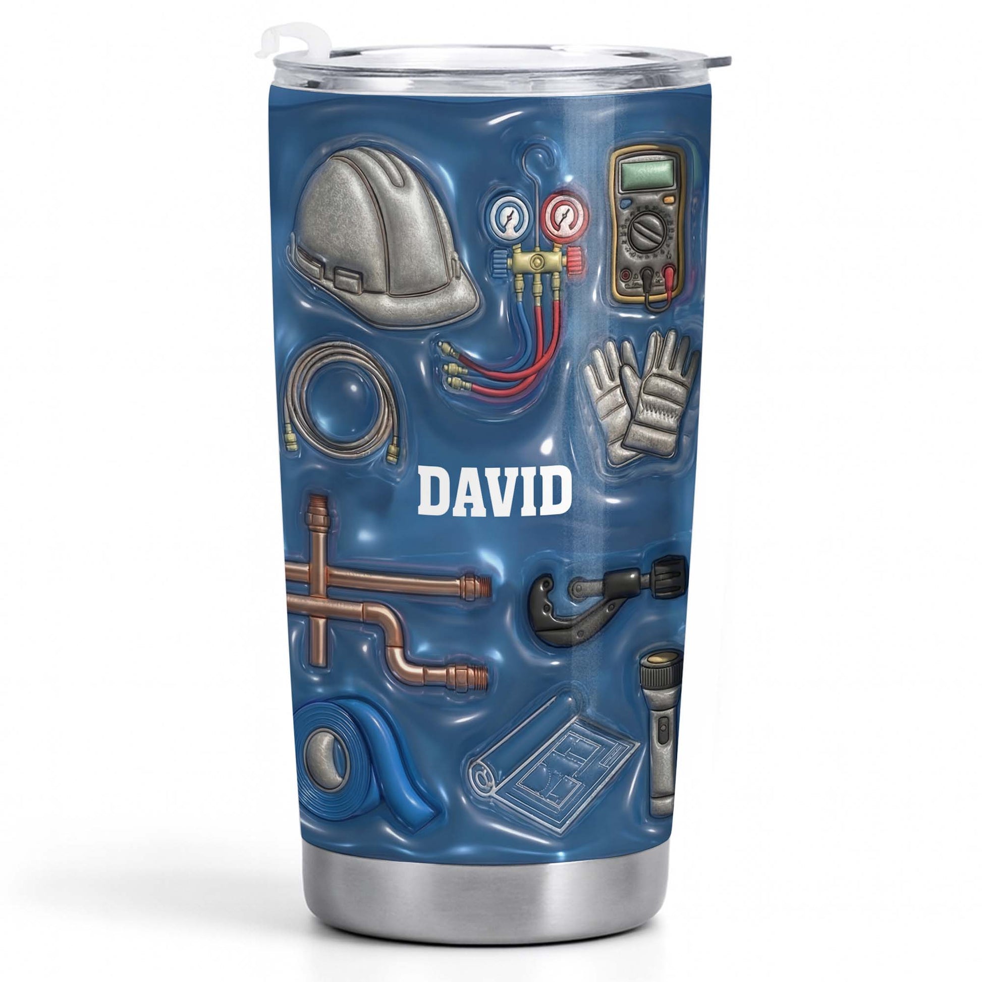 Customizable Construction Theme Tumbler With Tools