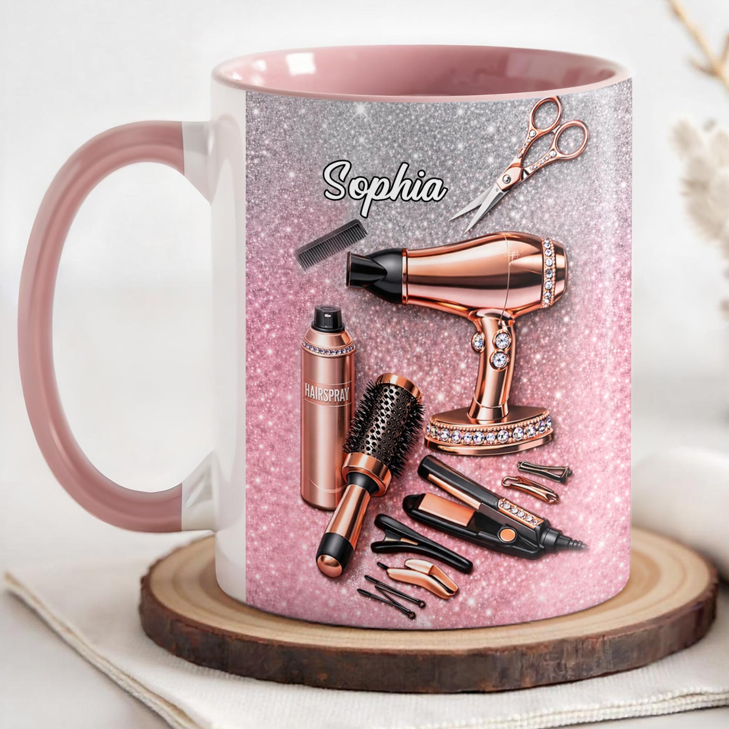 Stylist Tools and Sparkles Hair Dryer Scissors and Flat Iron