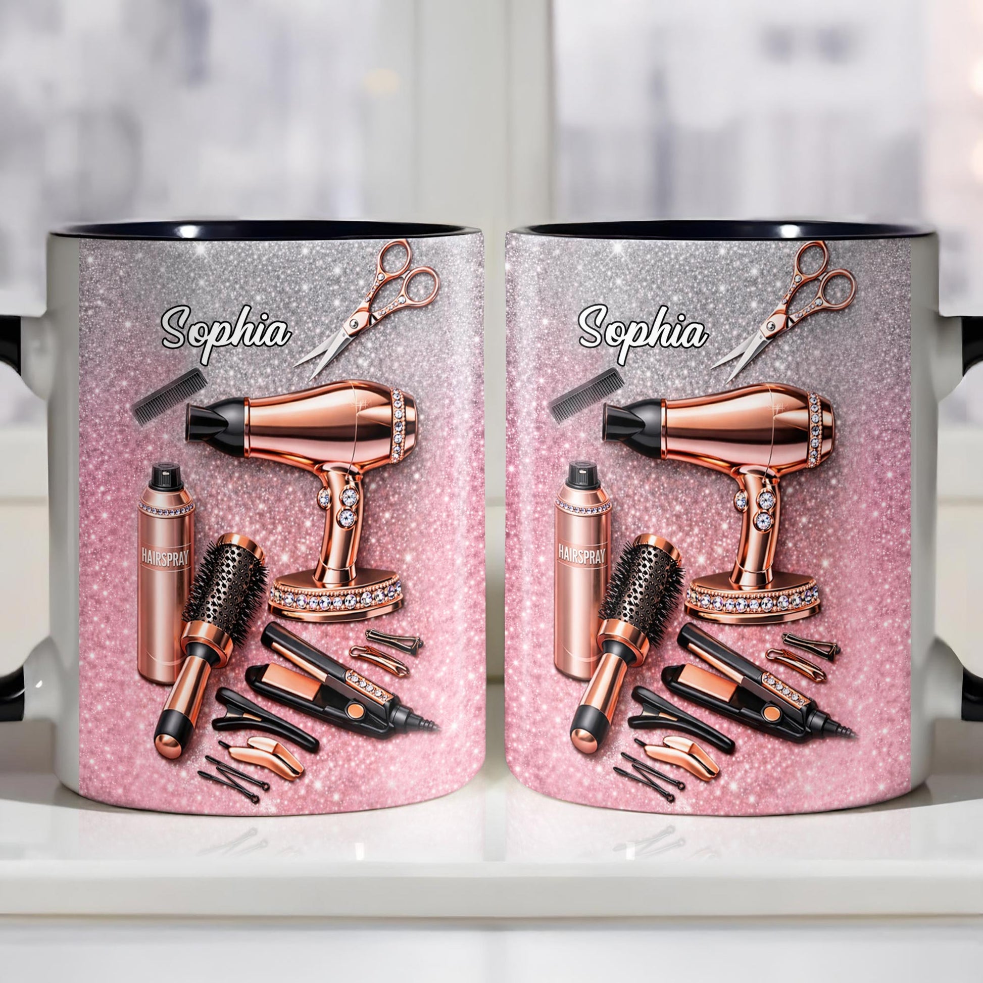 Stylist Tools and Sparkles Hair Dryer Scissors and Flat Iron