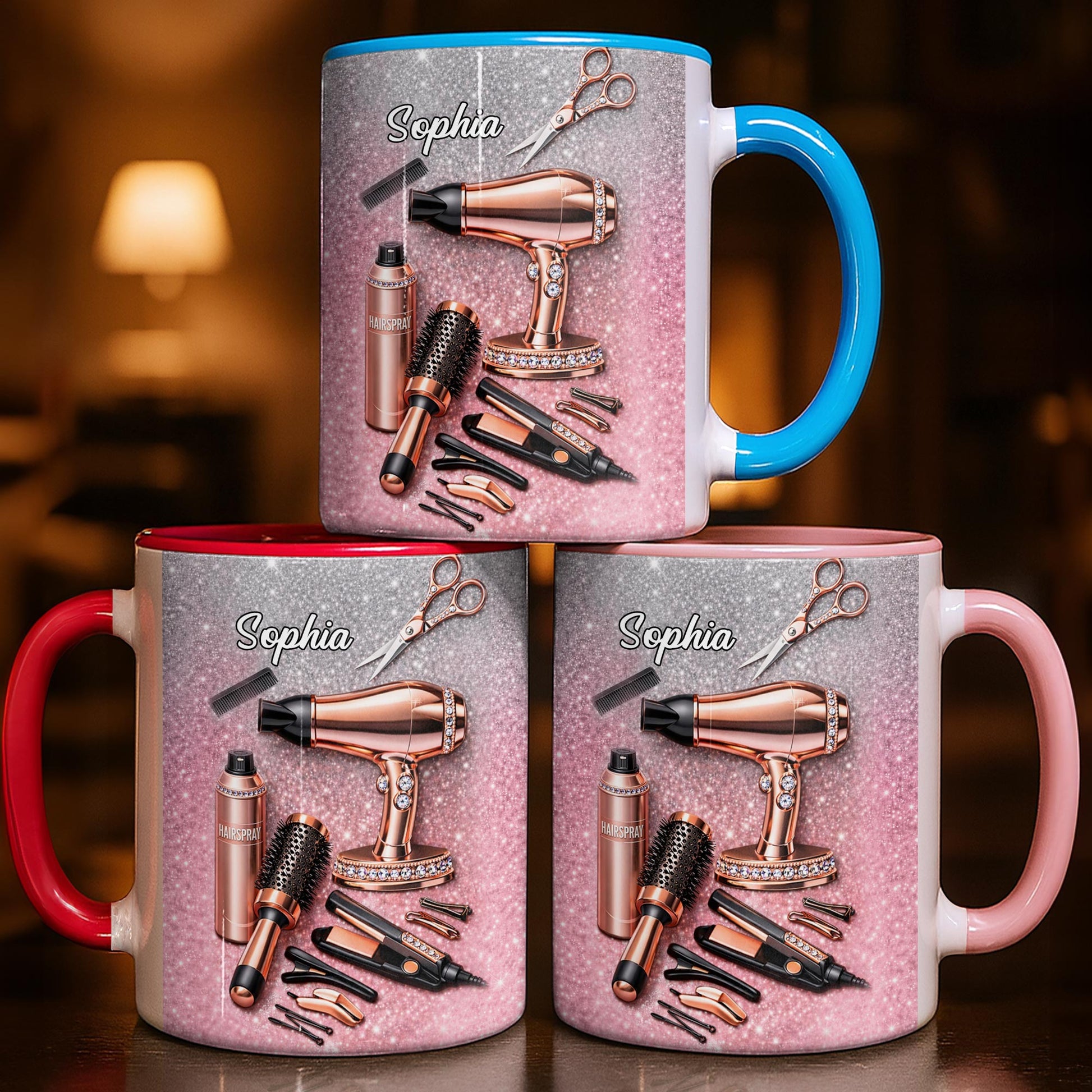 Stylist Tools and Sparkles Hair Dryer Scissors and Flat Iron