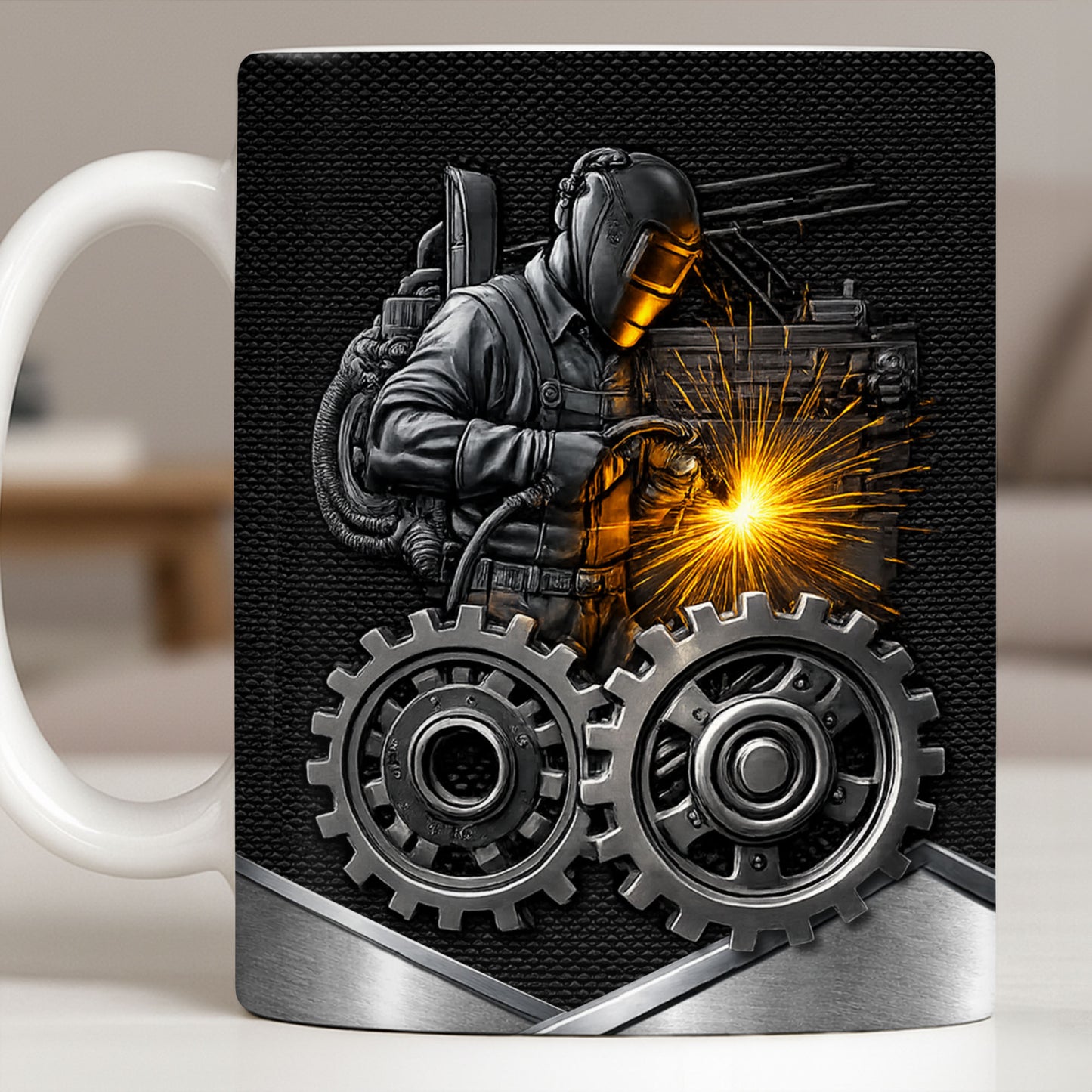 Stay Bold And Inspired, Featuring Welding Helmet And Gears - Personalized Custom Coffee Mug - JBS112_MG