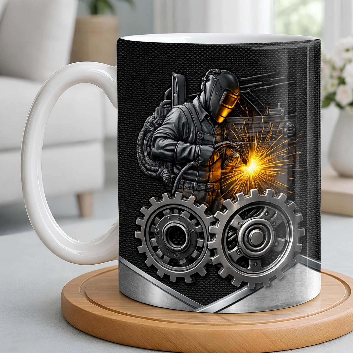Stay Bold And Inspired, Featuring Welding Helmet And Gears - Personalized Custom Coffee Mug - JBS112_MG