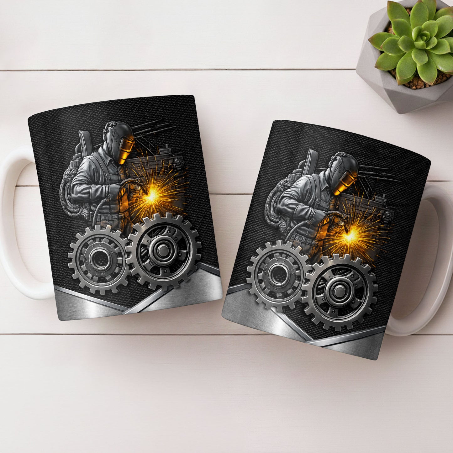 Stay Bold And Inspired, Featuring Welding Helmet And Gears - Personalized Custom Coffee Mug - JBS112_MG
