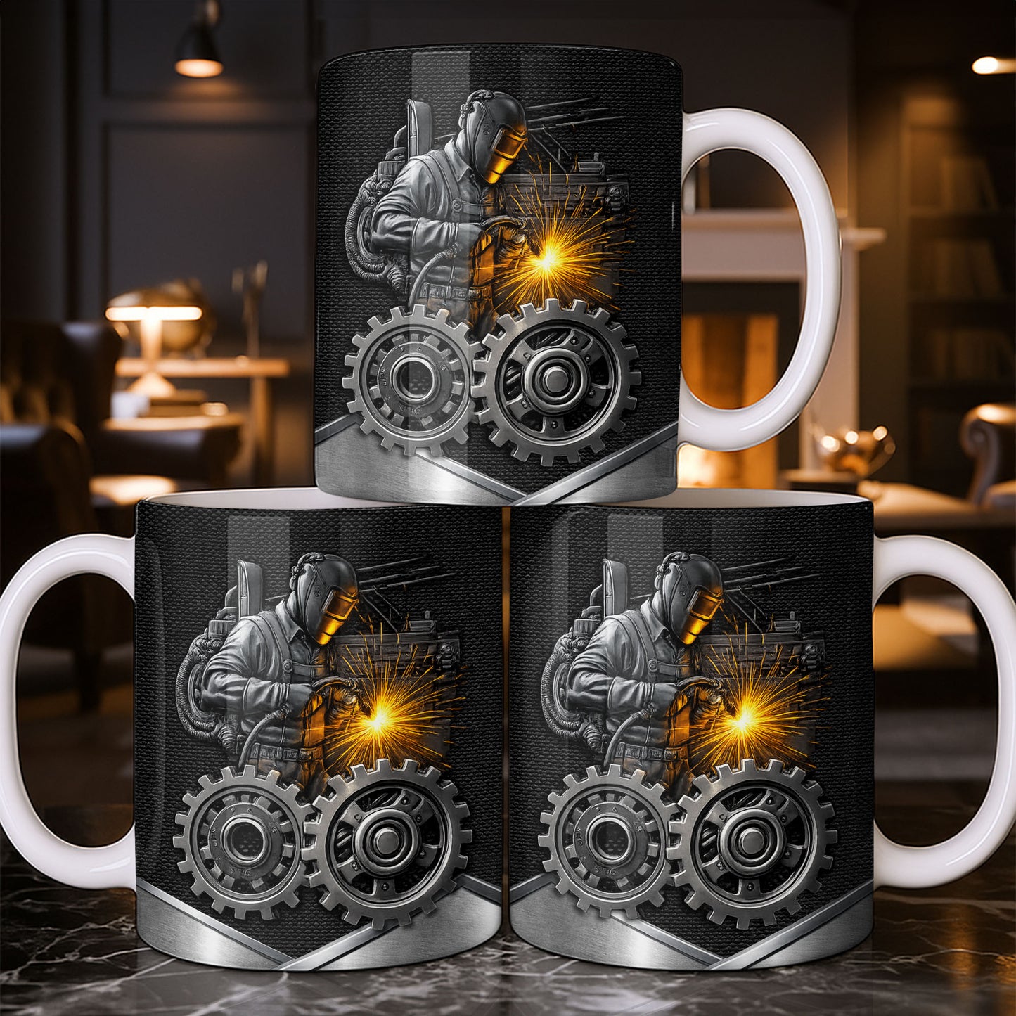 Stay Bold And Inspired, Featuring Welding Helmet And Gears - Personalized Custom Coffee Mug - JBS112_MG
