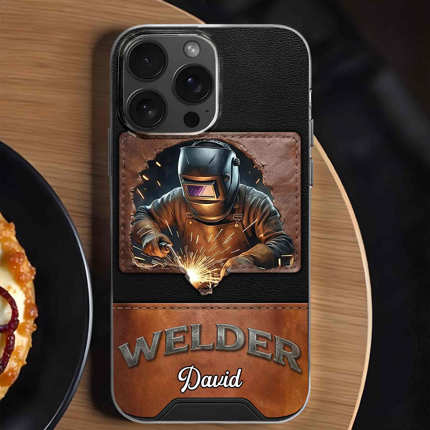 Welder Mask Sparks And Leather Texture Design