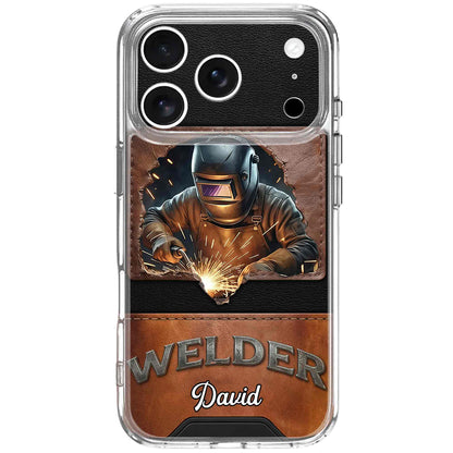 Welder Mask Sparks And Leather Texture Design