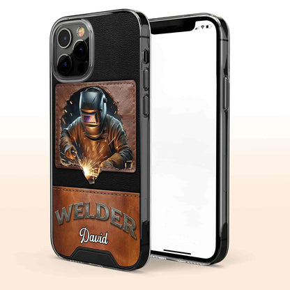 Welder Mask Sparks And Leather Texture Design