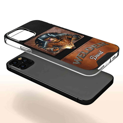 Welder Mask Sparks And Leather Texture Design