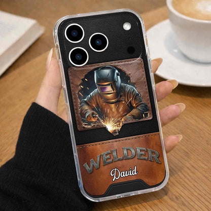 Welder Mask Sparks And Leather Texture Design