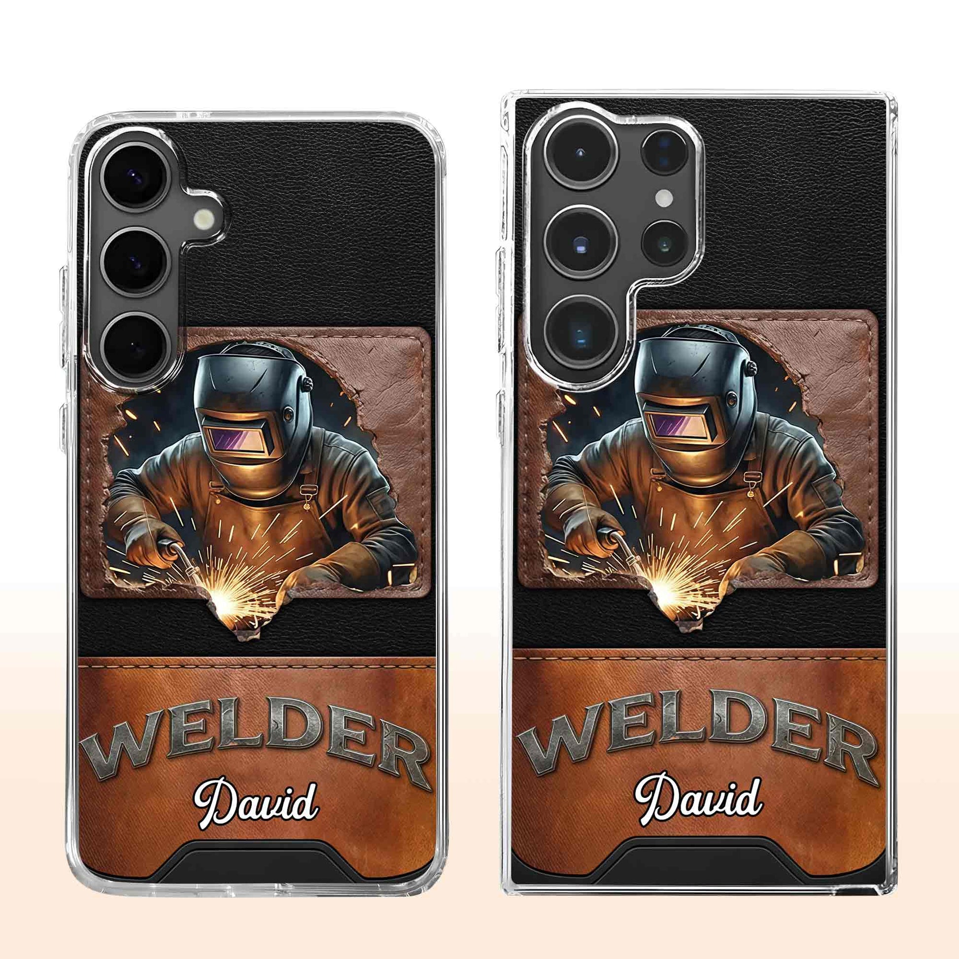 Welder Mask Sparks And Leather Texture Design