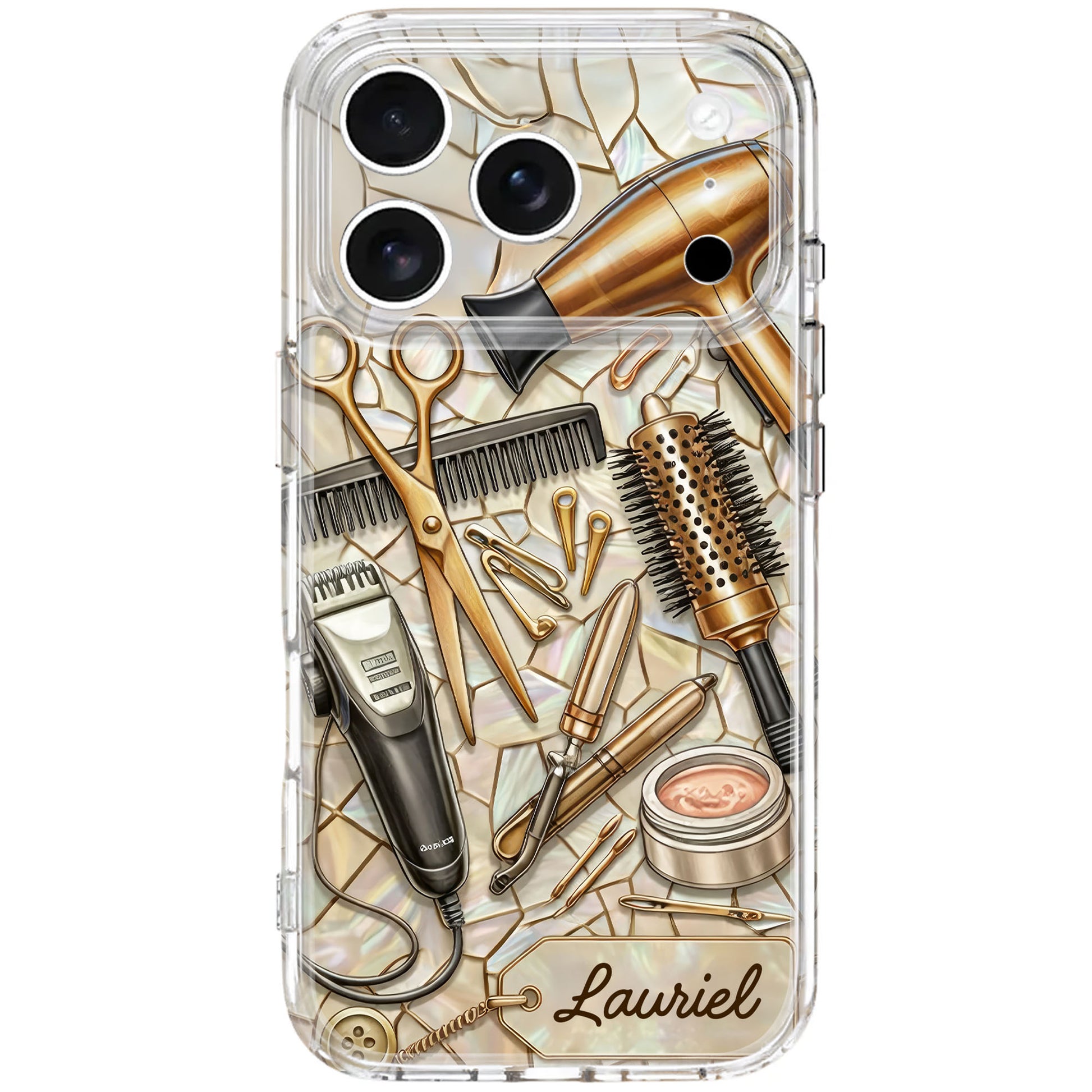 Salon Inspired Design Featuring Hair Scissors and Dryer