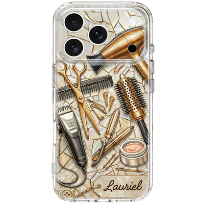 Salon Inspired Design Featuring Hair Scissors and Dryer