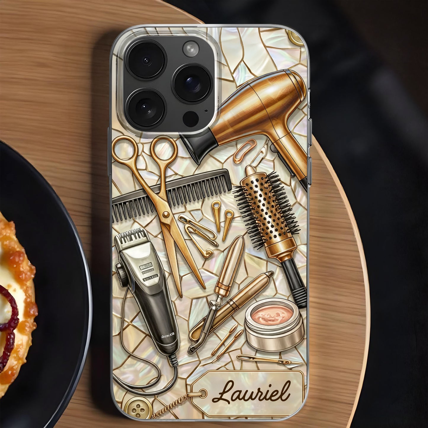 Salon Inspired Design Featuring Hair Scissors and Dryer