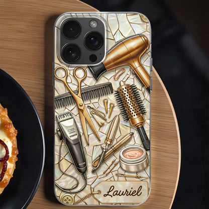 Salon Inspired Design Featuring Hair Scissors and Dryer