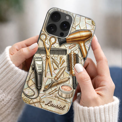 Salon Inspired Design Featuring Hair Scissors and Dryer