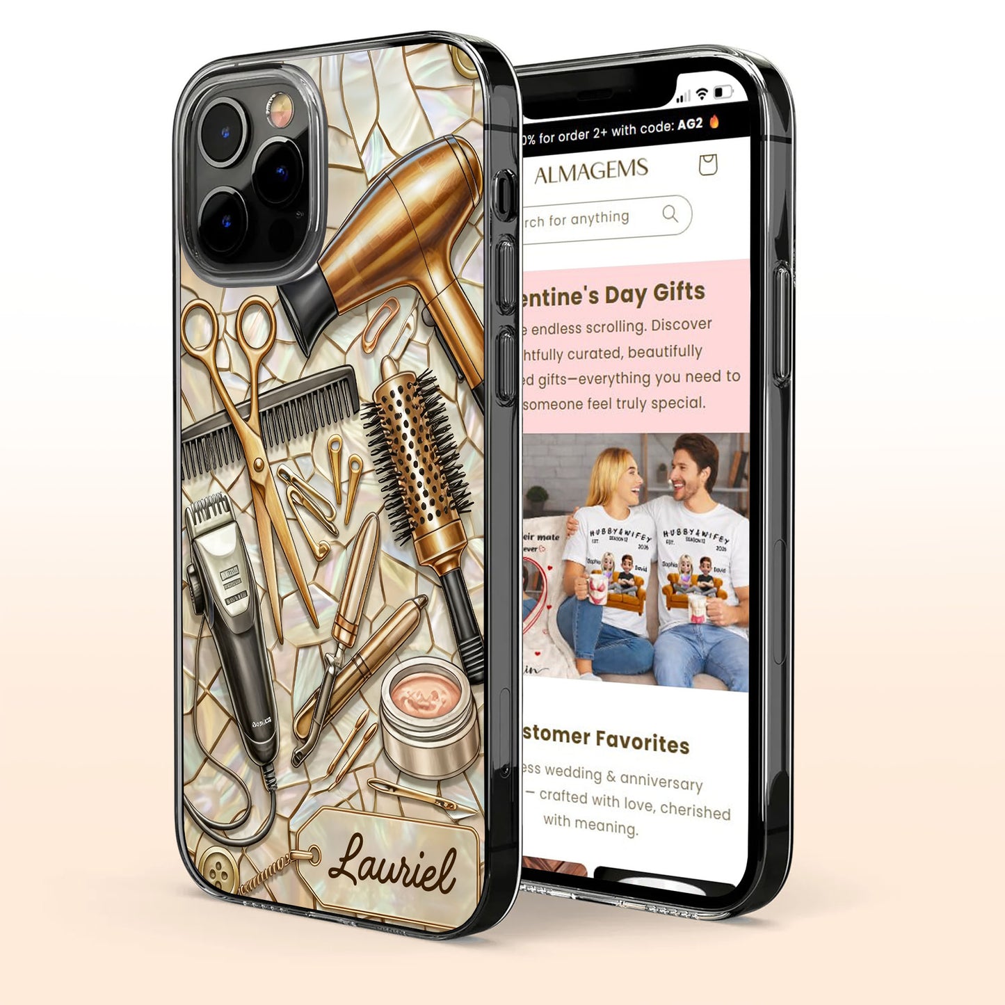 Salon Inspired Design Featuring Hair Scissors and Dryer