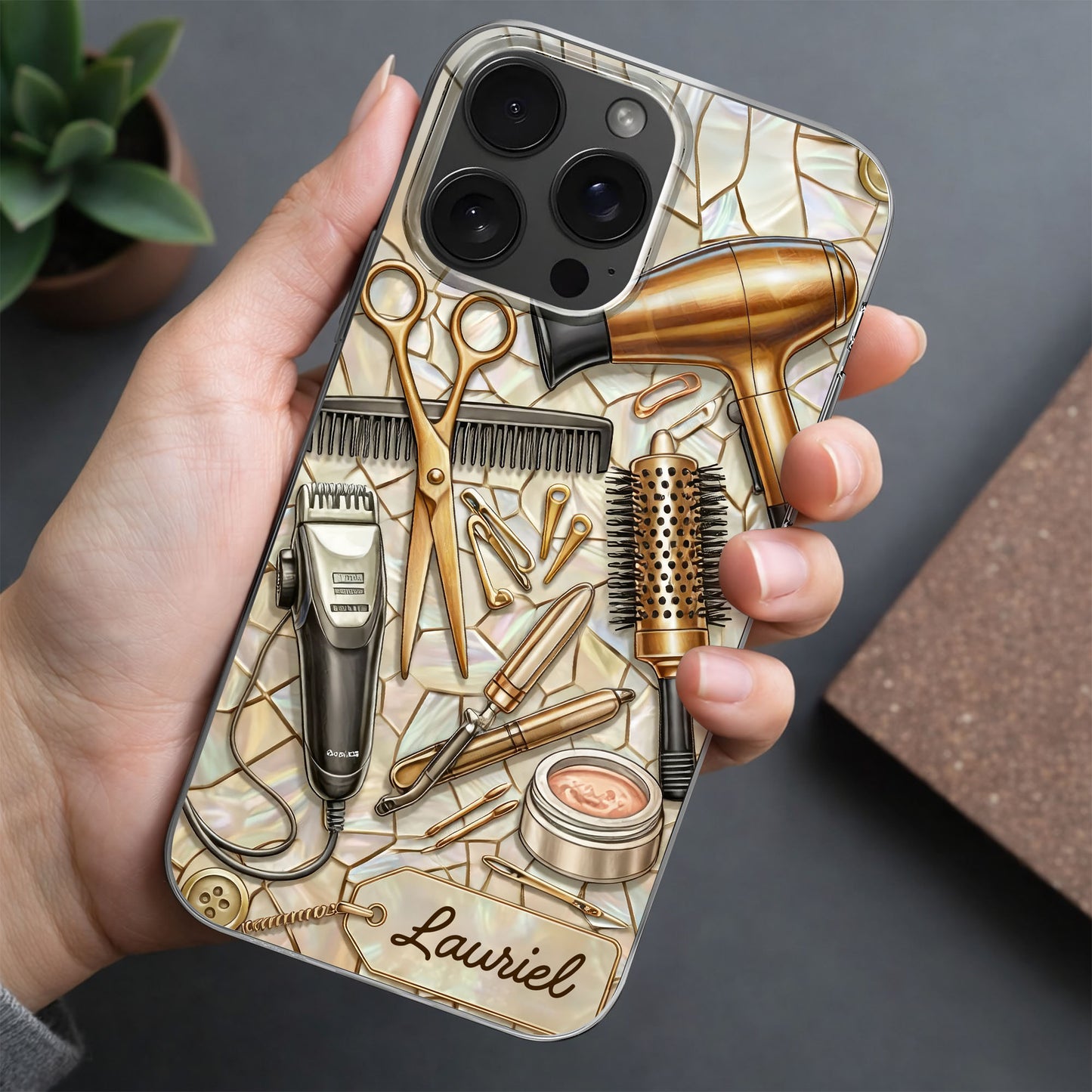 Salon Inspired Design Featuring Hair Scissors and Dryer