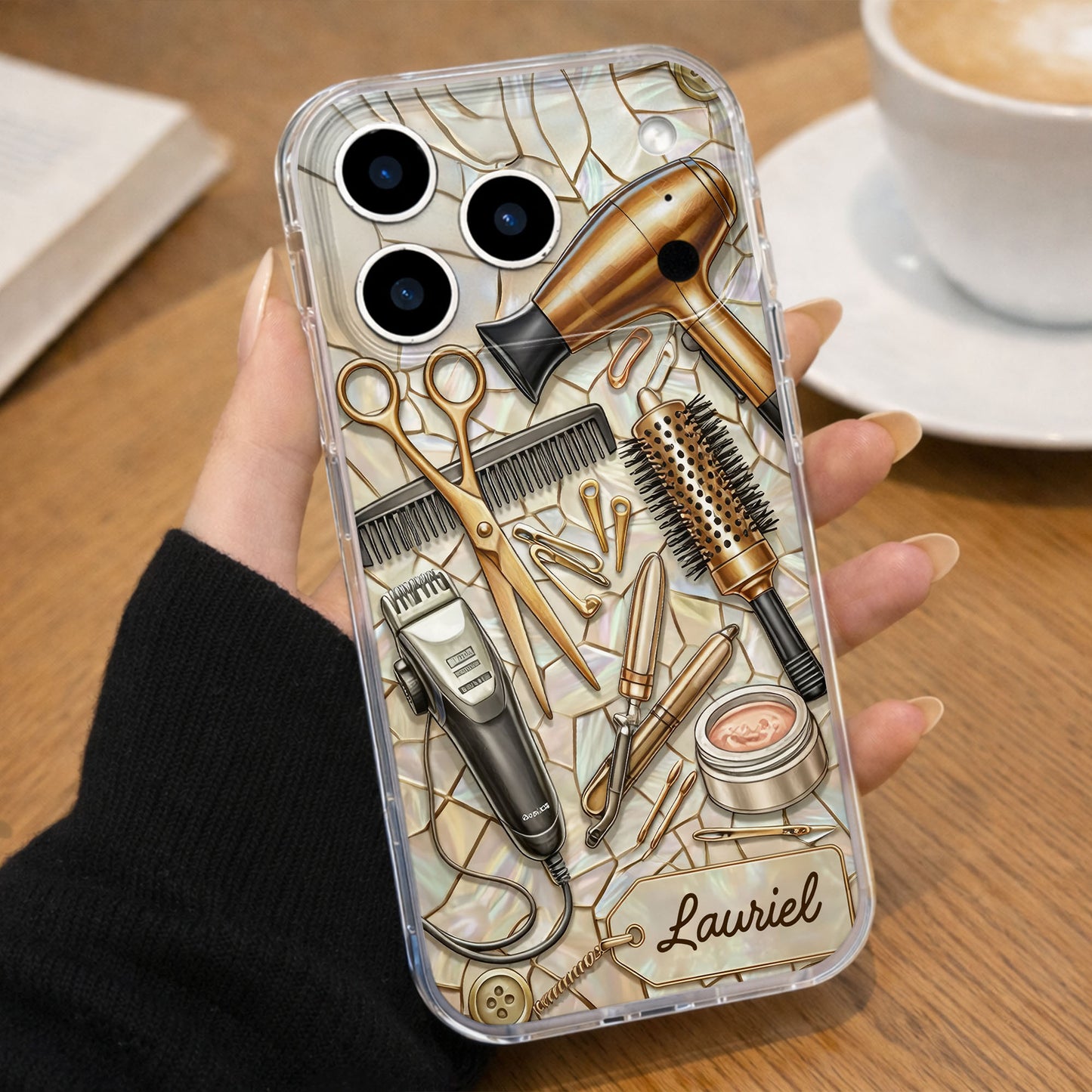 Salon Inspired Design Featuring Hair Scissors and Dryer