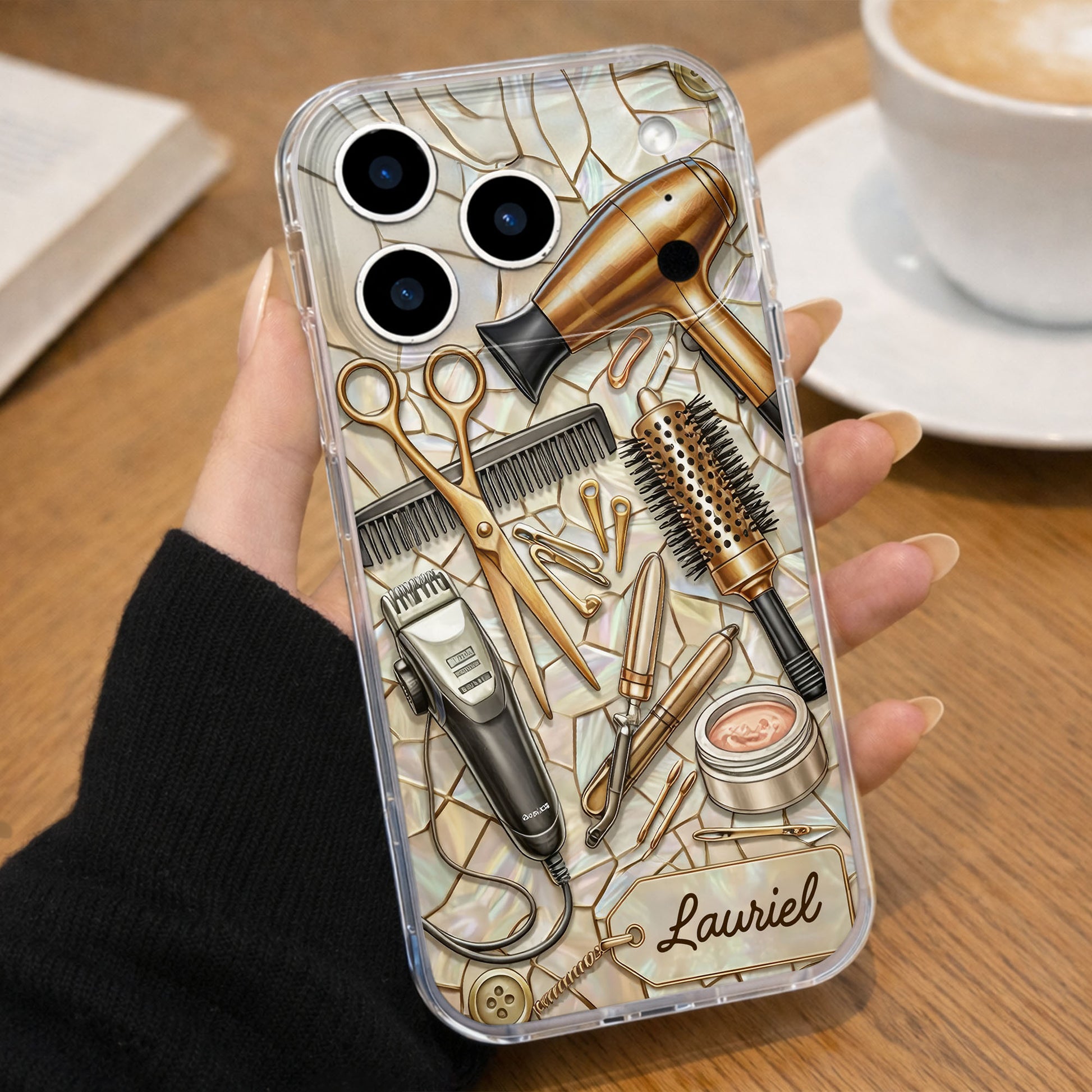 Salon Inspired Design Featuring Hair Scissors and Dryer