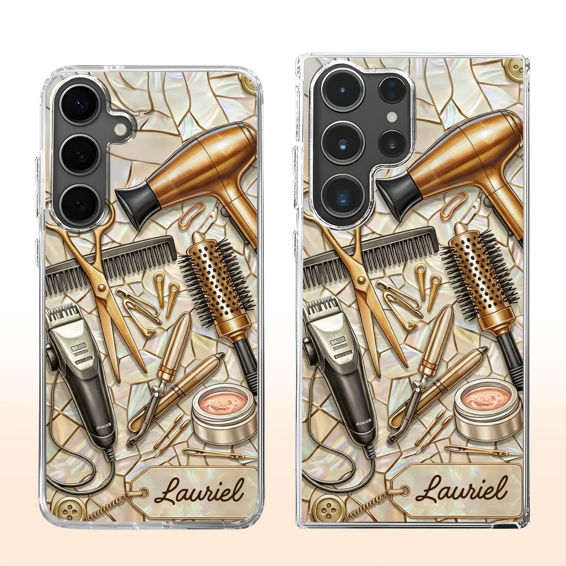 Salon Inspired Design Featuring Hair Scissors and Dryer