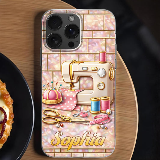 Sewing Happiness With Sewing Machine And Scissors - Personalized Clear Phone Case - JBS119_PHC