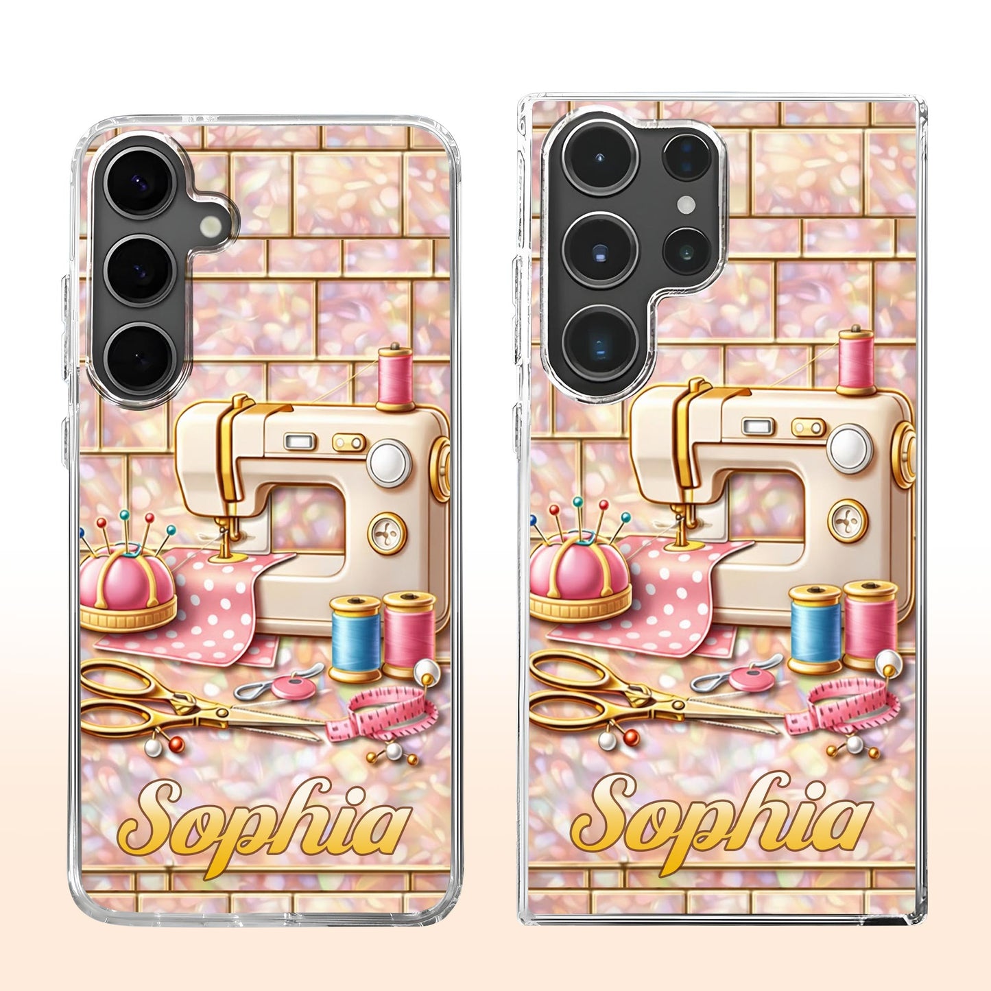 Sewing Happiness With Sewing Machine And Scissors - Personalized Clear Phone Case - JBS119_PHC