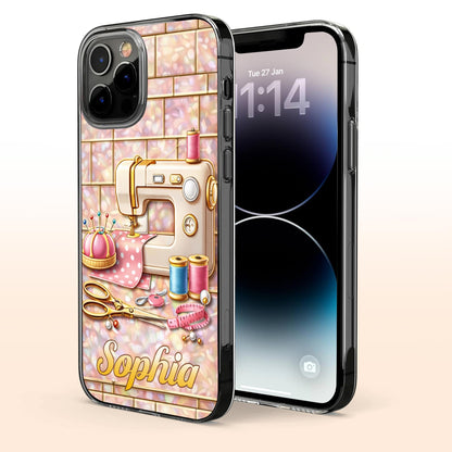 Sewing Happiness With Sewing Machine And Scissors - Personalized Clear Phone Case - JBS119_PHC