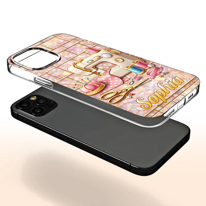 Sewing Happiness With Sewing Machine And Scissors - Personalized Clear Phone Case - JBS119_PHC