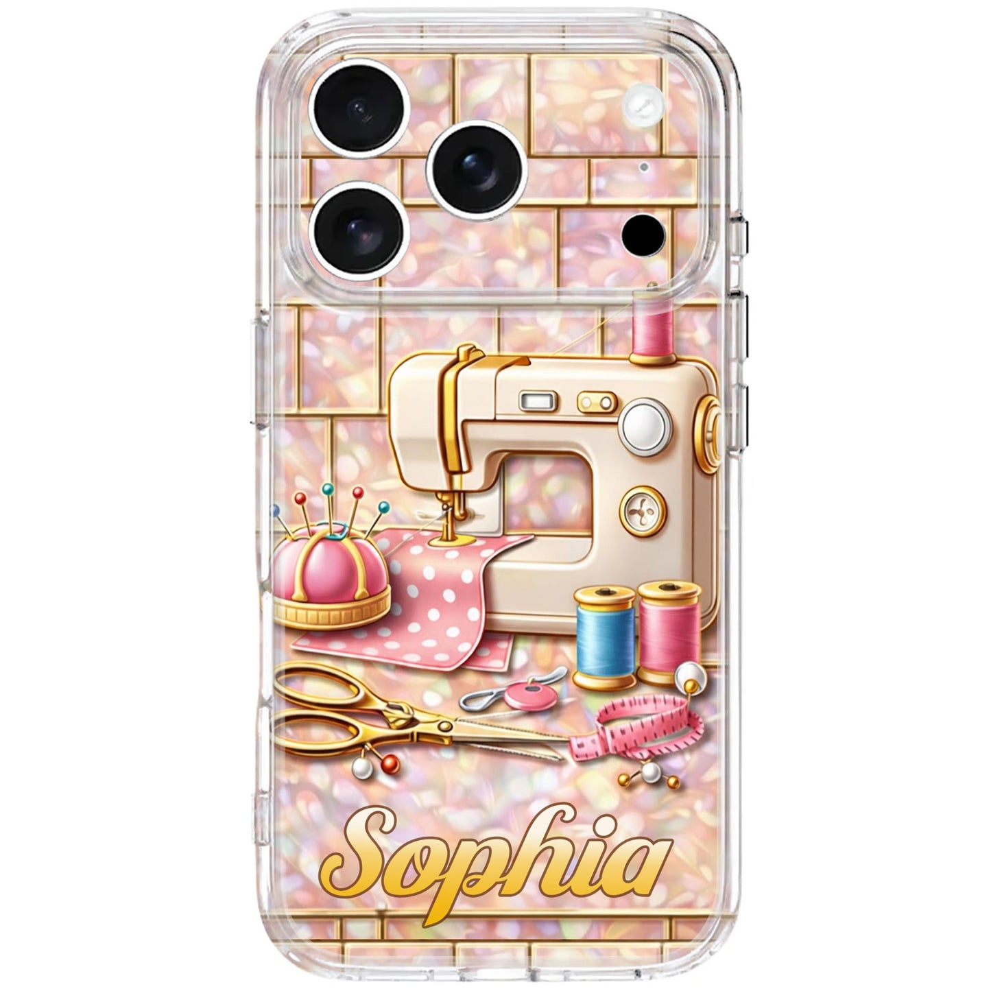 Sewing Happiness With Sewing Machine And Scissors - Personalized Clear Phone Case - JBS119_PHC