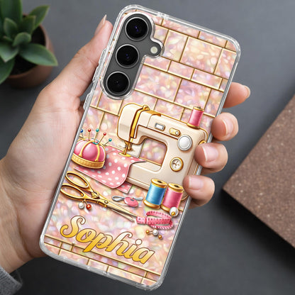 Sewing Happiness With Sewing Machine And Scissors - Personalized Clear Phone Case - JBS119_PHC