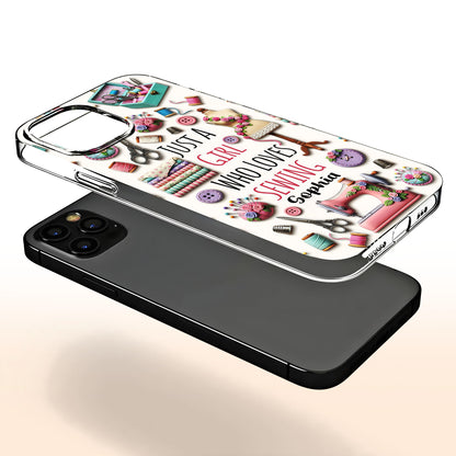 Just A Girl Who Loves Sewing Machine And Thread Pattern