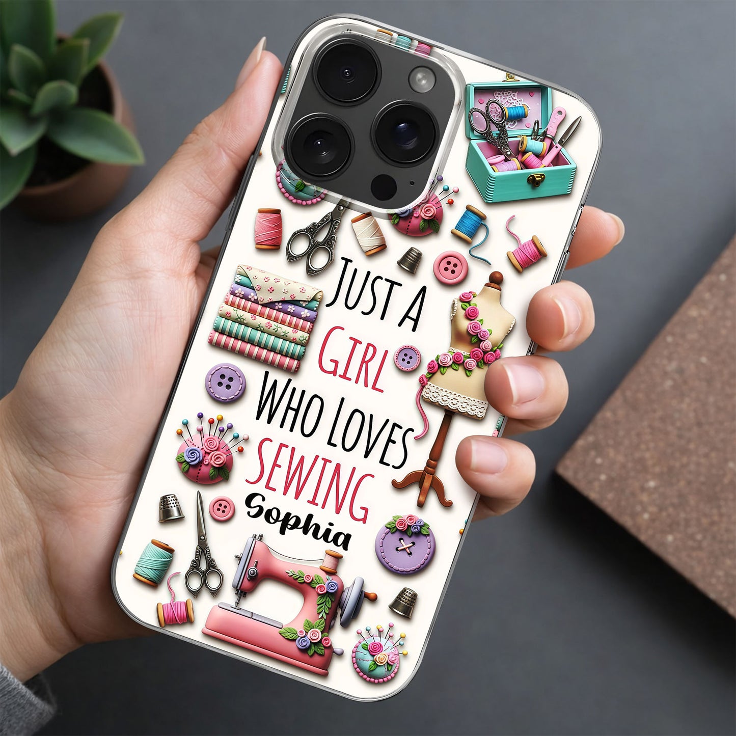 Just A Girl Who Loves Sewing Machine And Thread Pattern