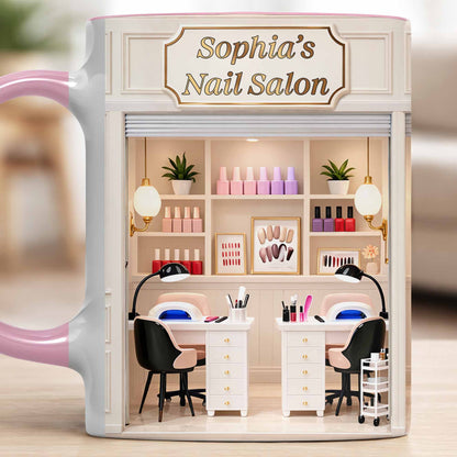 My Nail Salon Interior Scene With Polish Bottles - Personalized Custom Accent Mug - JBS123_AMUG
