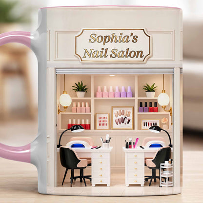 My Nail Salon Interior Scene With Polish Bottles - Personalized Custom Accent Mug - JBS123_AMUG
