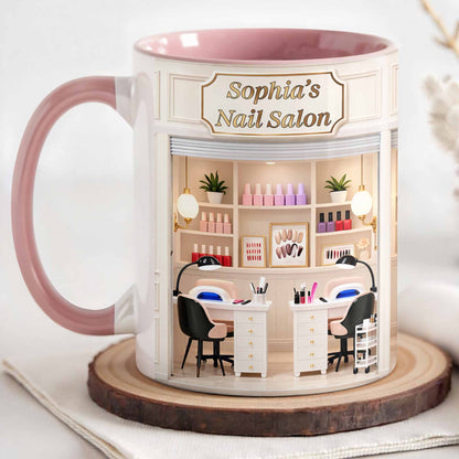My Nail Salon Interior Scene With Polish Bottles - Personalized Custom Accent Mug - JBS123_AMUG