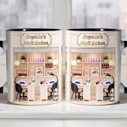My Nail Salon Interior Scene With Polish Bottles - Personalized Custom Accent Mug - JBS123_AMUG