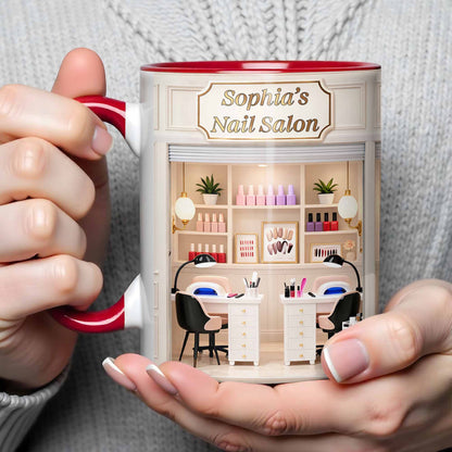 My Nail Salon Interior Scene With Polish Bottles - Personalized Custom Accent Mug - JBS123_AMUG