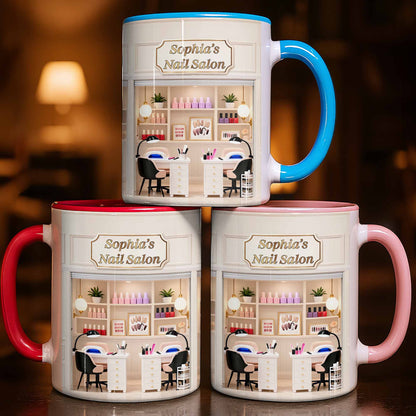 My Nail Salon Interior Scene With Polish Bottles - Personalized Custom Accent Mug - JBS123_AMUG